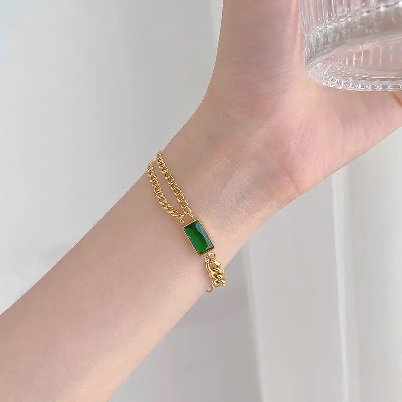 Cuban link Bracelet Zircon Bracelet Adjustable Gold Bracelet